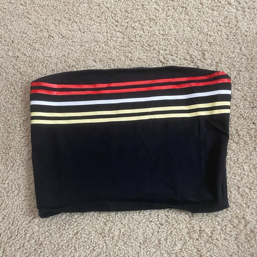black striped tube top